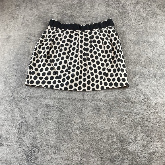 FOREVER 21 Lined Mini Skirt Womens Medium Beige Black Polka Dot - Picture 8 of 11